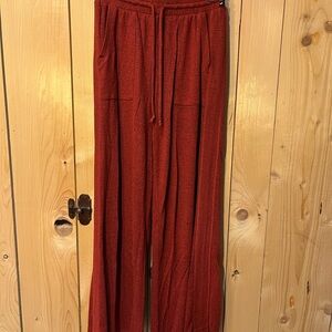 Chic Wide-Leg Lounge Pants in Rich Red